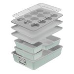 T-fal Refresh Ceramic Nonstick Baking Pans Set (8 pc), Baking Sheets, Roasting Pan, Cooling Rack, 12-Cup Muffin Pan, Square Baking Pans, Stackable Bakeware Set, Made Without PFOA and PTFE, Mint Green