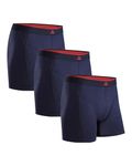 DANISH ENDURANCE 3 Pack Bamboo Boxer Shorts for Men, Breathable Underwear, Soft Antibacterial Pants, Navy Blue, L