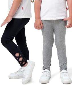 EASWEET 2-Pack Bamboo Viscose Cut-Out Leggings for Toddler Girls,Grey,4T