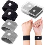 2 Pairs Motion Sickness Bands for Kids, Travel Sickness Relief Bands, Anti Nausea Wristbands for Car Sea Morning Sickness, Black and Grey, 3x5 CM