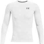 Under Armour Men's Armour HeatGear Compression Long-Sleeve T-Shirt , White (100)/Black, Medium