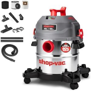 Shop-Vac 5 Gallon Ultra Quiet Shop Vacuum Wet and Dry, 4.5HP Stainless Steel Tank Wet/Dry Vacuum with Attachments, 1-7/8 In. x 7 Ft Hose, 15 Ft Cord, Ideal for Jobsite, Garage, Workshop & Home 5430542