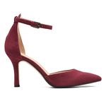 Clarks Women's Violet85 Strap Wine Suede Court Shoes-8 UK (26161564