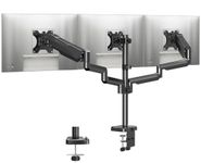 MOUNTUP Triple Monitor Stand Mount - 3 Monitor Desk Mount for Computer Screens Up to 27 inch, Triple Monitor Arm with Gas Spring, Heavy Duty Monitor Stand, Each Arm Holds Up to 17.6 lbs, MU0006