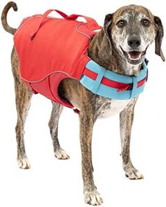 Kurgo Surf n’ Turf Dog Life Jacket - Flotation Life Vest for Swimming and Boating - Dog Lifejacket with Rescue Handle and Reflective Accents - Machine Washable - Red/Blue, Large