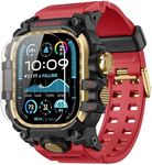 amBand Compatible with Apple Watch Ultra 2/Ultra Bands Case 49mm for Men, M3 Rugged Cover Military Sport Strap with Glass Screen Protector, Heavy Duty Protective Bumper for iWatch 49 mm - Red