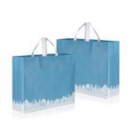 Drapme Pack of 10 Pcs Matt Finish Non-Woven Laminated Fabric Indian Monuments Printed Reusable Eco-Friendly Party Return Gift Bags (Blue, 17x14x5 Inch)