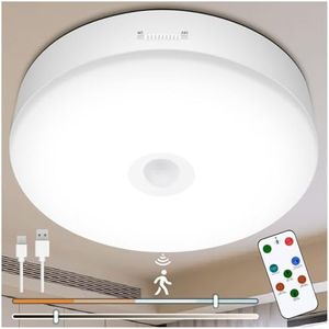 Yurnero Rechargeable Motion Sensor Ceiling Light with Remote 7.4 Inch Wireless Ceiling Lights Battery Operated Closet Light Motion Sensor Battery Powered Light for Closet Shower Pantry Shed