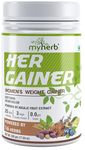 MYHERB Women’s Weight Gainer,Her Gainer With 16 Herbs & Aguaje Fruit,3 High Qaulity Protien,For Weight & Mass Gainer And Muscle Growth For Women Natural Coffee Latte Flvaour- 500Gm