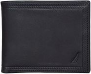 Nautica Men's Sail Embossed Leather Bifold Wallet, Black, One Size