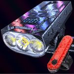 Victagen Super Bright Bike Lights 8000 Lumen for Night Riding, Super Bright 3 LED Lights for Bike/Bicycle Headlight with High Beam & Low Beam TypeC Rechargeable, Free Taillights