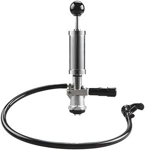 PERA Keg Beer tap Pump 4 inch Draft Beer Picnic Party Pump Chrome-Plated D System Keg Beer Pump with Black Picnic Tap and Beer hose for Homebrew