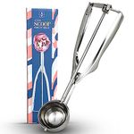 Jojeys Ice Cream Scoop - Large Sized (6cm) with Easy Trigger, 304 Stainless Steel Cookie Scooper for Portioning of Muffins, Mashed Potatoes and Melon Balls