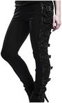 Gothic Punk Cargo Pants High Waisted Flap Pocket Hippie Casual Lace Up Buckle Strap Steampunk Trousers Streetwear Parties Leggings for Women Black