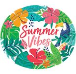 amscan Summer Vibes Disposable Oval Paper Plates, 10"- 18 pcs.