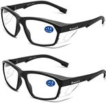 ProtectX Safety Reading Glasses 1.5 Diopter, ANSI Z87.1 Rated, UV Protection - 2 Pack