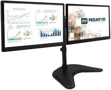 Mount-It! Free Standing Dual Monitor Stand | Double Monitor Desk Mount | Fits Two x 19 20 21 22 23 24 27 Inch Computer Screens | 2 Heavy Duty Height Adjustable Arms | VESA Compatible 75 100