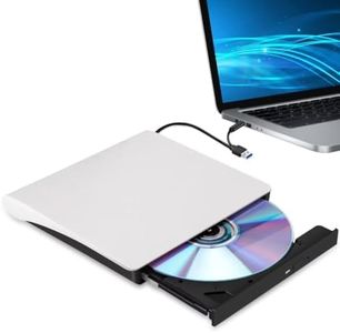 Hcsunfly External CD/DVD Drive for Laptop, Type-C CD/DVD Player USB 3.0 Portable Burner Writer Reader Compatible with Mac MacBook Pro/Air iMac Desktop Windows 7/8/10/XP/Vista(White)