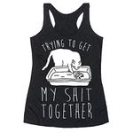 LookHUMAN Trying to Get My Shit Together XL Heathered Black Women's Racerback Tank