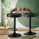 Oikiture Bar Stools Set of 2 Bar Stools Gas Lift Swivel Bar Chairs