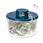 BORNKU Salad Spinner 3L - USB Electric Chargeble,Vegetable Washer with Bowl, Lettuce Cleaner and Dryer - Easy Water Drain System and Compact Storage,BPA Free and Easy to Use