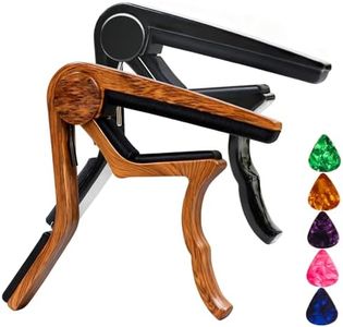 Capo Guitar Capo for Acoustic and Electric Guitars acoustic guitar capo,capo for acoustic guitar 6 string- 2 Packs with 5 Picks (Wood+Black)