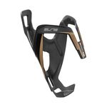 Elite Vico Carbon Cage (Matte Black, Gold Graphic) – Ultra-Lightweight Italian Carbon Fiber Bottle Cage