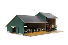 Kids Globe 610200 Wooden Cow Hutch with Warehouse, Hinged Roof, Farm with Scale 1:32, Wooden Farm, Wooden Hutch, Farm Toy