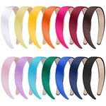 SIQUK 14 Pieces Satin Headbands Colourful Ribbon Headband 1 Inch Plain Headband DIY Headband for Women and Girls