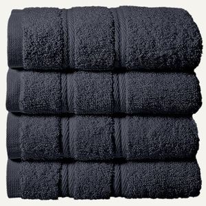 Briarwood Home® Medley 4-Pack Hand Towel - 16”x30”, 100% Combed Cotton, 600 GSM Ultra-Soft, Quick Dry & Highly Absorbent – Lightweight & Compact for Spa, Gym, Kitchen & Face Use – Charcoal