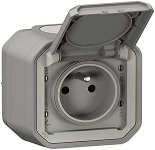 LEGRAND - Prise Etanche IP55 avec Terre Plexo - Prise 2P+T 16A Complète avec Volet - Pour Pose en Apparent - Fabriqué En France - Gris
