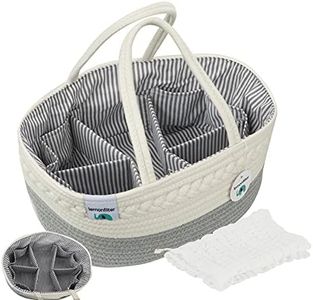 ilauke Organizador de pañales para bebé, tamaño grande, cesta de almacenamiento para bebé, cesta de regalo para baby shower, cambiador de mesa con paño de muselina para eructos