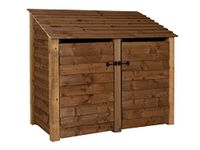 Wooden Log Store 4Ft With Doors (W-146cm, H-126cm, D-88cm), brown finish (Without kindling shelf)