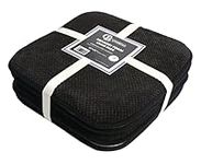 Casabella Memory Foam Chair Cushion Non Slip Back, Round Square Honeycomb Pattern Set of 4 Chair Pads,Durable Seat Cushions for Dinning Chairs, Office Desk & Patio-16x16 Black Memory Foam Seat Cushion