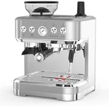 GarveeTech Espresso Machine 20 Bar, Semi Automatic Espresso Maker with Grinder, Stainless Steel, Latte and Cappuccino Espresso Coffe Machine w/Automatic Milk Frothe & 95oz Water Tank for Office Cafe