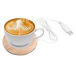 USB Heaters, Portable Coffee Tea Warmers, USB Wood Grain Cup Heaters, Electric Mug Heated Coasters MR Coffee Mug Warmers Wireless Charger for Desk Office Home Use