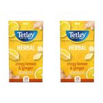 Tetley Zingy Lemon & Ginger, Box of 20 Teabags (Pack of 2)