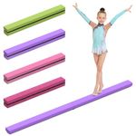 Erreyht Leather Balance Beam, Purple Gymnastics bar 2.1m/220 lbs Faux Suede, Folding Gymnastics Equipment for Birthday Gym Home Training Exercise Sports