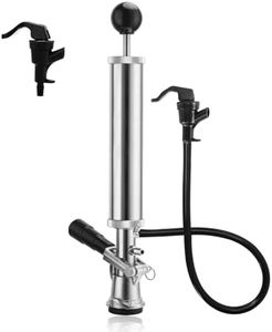 MRbrew 8" D-System Beer Tap Keg Pump - Chrome-Plated Party & Picnic Beer Pump Draft System with Beer Faucet, Hose & 2 Clamps Kegerator Compatible Homebrew Accessory