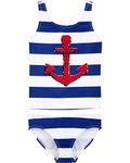 OshKosh B'Gosh Girls Swimwear Two Piece Swimsuit, Sequin Anchor, 12