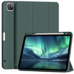 JKSML Case for iPad Pro 12.9 6th/5th/4th/3rd Gen (2022/2021/2020/2018) with Pencil Holder [Support 2nd Pencil Charging and Touch ID] Auto Wake/Sleep Cover Trifold Stand Slim Soft TPU Back, Green