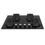 Faber 4 Burner 65cm Eros Hob |Auto-Ignition|Metal Knobs| Cast Iron Pan Support |Hob/Cooktop Hybrid| Black Glass Finish |5 Yrs Warranty on Glass & Valve,2 Yrs on Burner by Faber|Hob Eros IND 654 CI AI