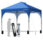 VOYSIGN 10x10 Pop Up Canopy Tent, Outdoor Instant Sun Shelter - Blue, Included 1 x Rolling Storage Wheeled Bag, 4 x Weight Bags, 4 x Guylines, 8 x Stakes…