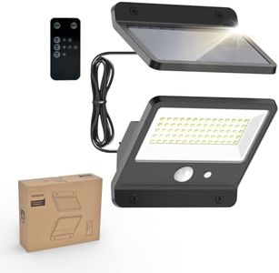 Philips Lampe de sécurité solaire d'extérieur LED 6500K, projecteur mural étanche à énergie solaire avec capteur de mouvement PIR, Télécommande avec câble de 5 mètres, étanche IP65, 3 modes