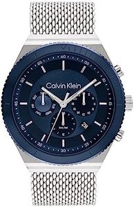 Calvin Klein Men's CK Fearless 25200305 Qtz Multifunction Watch, Blue Dial, 44.3mm