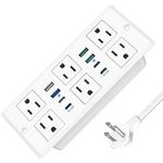 45W Type C Recessed Power Outlet, Type C, PD Fast Charging USB-C QC3.0 3A USB-A, Plug 6 Outlets & 4 USB-A Ports & 4 USB-C Ports, 3ft Connection Extension Cord