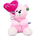 Tickles I Love You Balloon Heart Soft Stuffed Plush Teddy Toy for Kids Girlfriend Boyfriend Valentines Day Birthday Gift (Size:18 cm; Color: Pink)