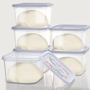 Vodolo Small Pizza Dough Proofing Box with Sealing Lids, Set of 6 Pizza Dough Containers with Covers