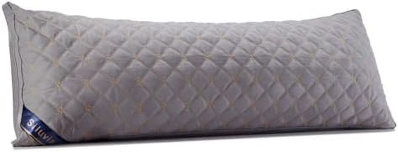 Siluvia Body Pillow for Adults-Premium Adjustable Loft Quilted- Hypoallergenic Fluffy - Quality Plush - Down Alternative Pillow (Gray-LightGray, 21”x54“)
