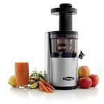 Omega Juicers VSJ843RS Vertical Slow Masticating Juicer Makes Continuous Fresh Fruit and Vegetable Juice at 43 Revolutions per Minute Features Compact Design Automatic Pulp Ejection, 150-Watt, Silver